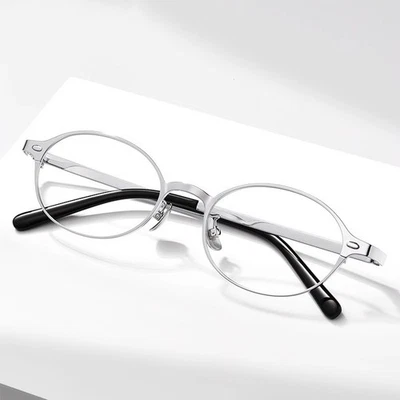 MARCO DE GAFAS DE TITANIO PURO PARA HOMBRES GAFAS DE MODA LENTES TRANSPARENTES GAFAS OVALADAS Foto 1 de 4