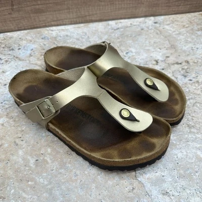 Босоножки женские Birkenstock Gizeh размер ЕС 40 США 9 золотистые цветочные горки Birko - Изображение 1 из 4