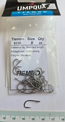 Tiemco Tamaño: 8 # TMC811S "Agua Salada - Gran Juego" CANTIDAD: 25 Gancho Inoxidable Foto 1 de 2