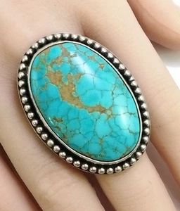 Bohemian Elysium Studio großer Türkis Sterlingsilber Ring verstellbar Größe 8 - Bild 1 von 8