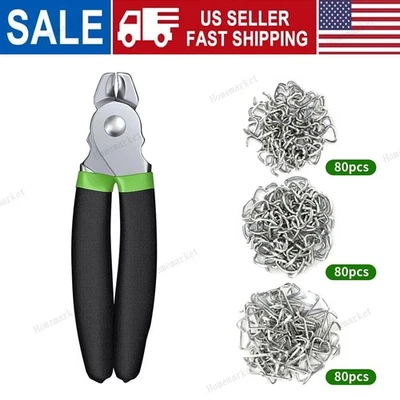 Straight Hog Ring Pliers 240Pcs 3/4 1/2 3/8 inch Rings Kit Upholstery Seat Cover - Image 1 of 4