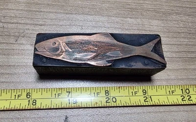 Vintage Letterpress Printing Block Fish - Image 1 of 4