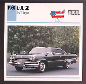 1960 Dodge Dart D-500 V8 383/330 PS Auto Foto Datenblatt Info Stat ATLAS KARTE
