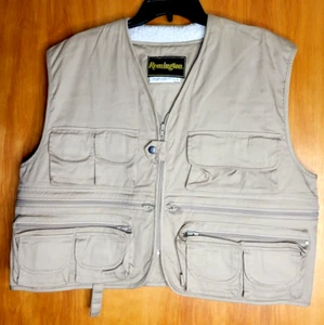 REMINGTON Vintage Outdoor Clothing Hunting Game Shooting Vest Mens XL Tan - Picture 1 of 5