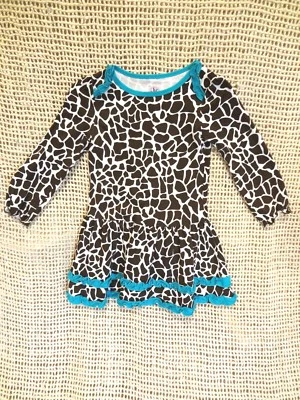 Vestido J. Caqui Niñas Pequeñas 3T Estampado Animal-Jirafa 100% Algodón Marrón Blanco    Foto 1 de 4