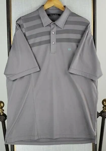 TRAVIS MATHEW Size XL Gray Striped Performance Golf Polo Shirt Mens Wicking - Picture 1 of 12