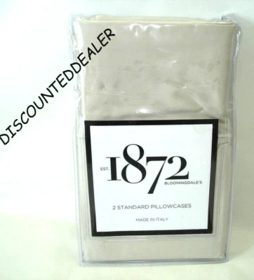 Standard Pillowcases Taupe Cotton Bloomingdale's 1872 Clermont Made Italy New - Image 1 of 3