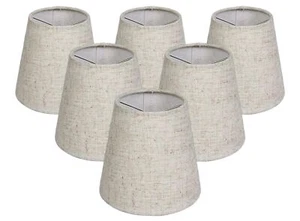 Small Clip-On Lamp Shades Beige 4"x6"x5" Set of 6 for Chandeliers & Lamps - Picture 1 of 7