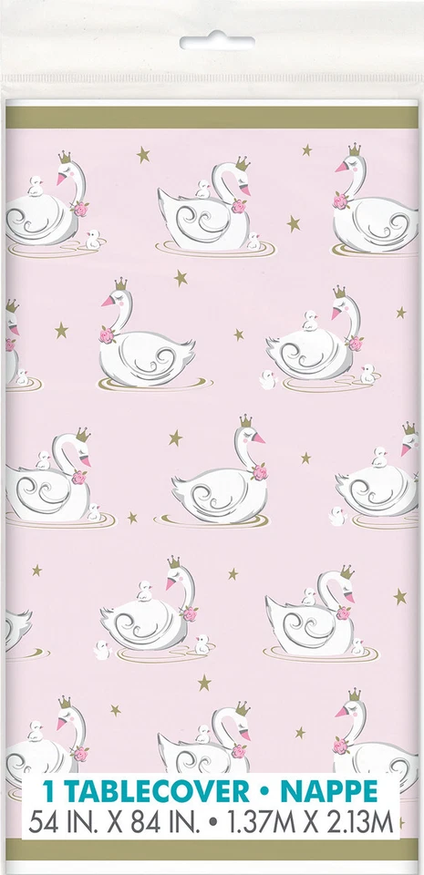 Swan Birthday Princess Party Table Cover 1.37m x 2.13m - Swan Party Supplies - Image 1 of 1