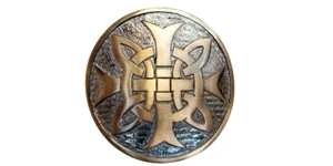 Herren Schottische Kiltschnalle Gürtel Highland Kilts Kreuz Rund Design Antik Oberfläche - Bild 1 von 1