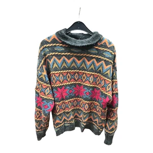 Servato cooler Vintage Wollpullover Damen grau bunt Größe S - Bild 1 von 2