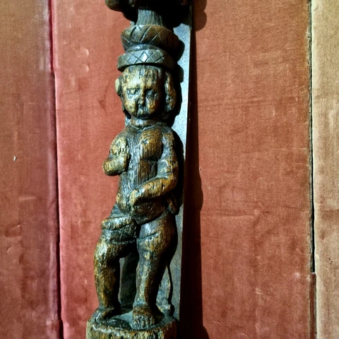 Satyr wood carving corbel bracket 17th C - Antique French architectural salvage Cover