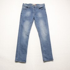 Hudson & Barrow Mens Size 36x32 Blue Straight Leg Medium Wash Stretch Denim Jean