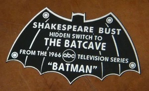 CUSTOM 1966 SHAKESPEARE BUST DISPLAY NAME PLATE BATMAN TV SERIES - Picture 1 of 3