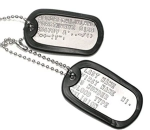 Maßgeschneidertes Militär Hundeetiketten Set - Personalisiertes Metall Armee Ausweis Etikett maßgeschneidert bedruckt - Bild 1 von 2