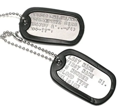 Customized Military Dog Tags Set - Personalized Metal Army ID Tag Custom Printed - Image 1 of 2