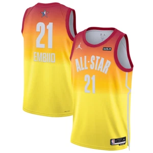 Joel Embiid Jordan Brand 2023 NBA All-Star Game Men's Orange Swingman Jersey M - Picture 1 of 12