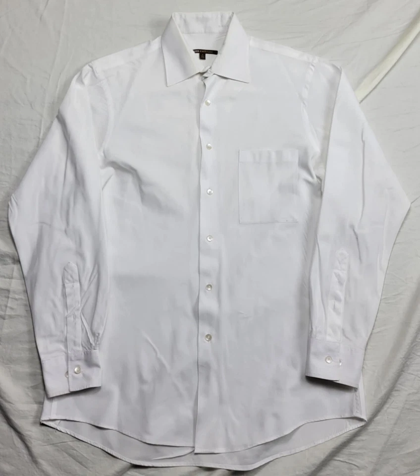 BCBG ATTITUDE Dress Shirt Men's Medium White Button Front Cotton  15 1/2 32/33 - Image 1 of 4