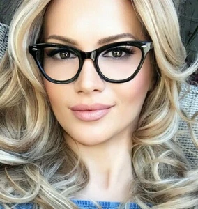 SEXY PinUP Ojo de Gato NEGRO Estilo Vintage Transparente Pequeño Mujeres Anteojos Marcos 1404 - Imagen 1 de 10