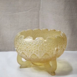 Fenton Gold Iridescent Orange Tree Pattern footed Bowl, Museum Collection - Picture 1 of 6
