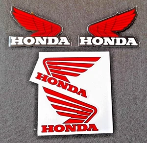 HONDA Wings RED Wings 2 PAIR Fuel Tank Wing Decal Vinyl Graphics RED BLACK - Picture 1 of 3