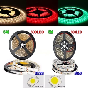 12V DC 5M Flexible LED Strip 300 SMD 2835/5050/5630 Super Bright - White Red - Picture 1 of 13