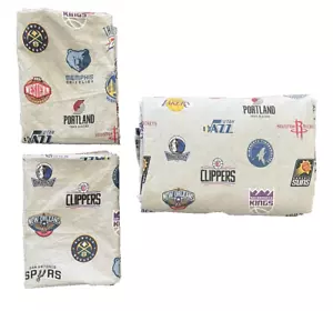 Federe lenzuola piatte Pottery Barn Teen NBA Western Conf basket loghi regina - Foto 1 di 8