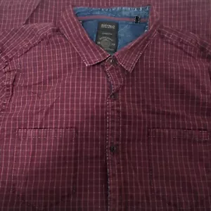 Camicia elegante casual manica lunga elasticizzata Buffalo David Bitton taglia XL toppa gomito - Foto 1 di 8