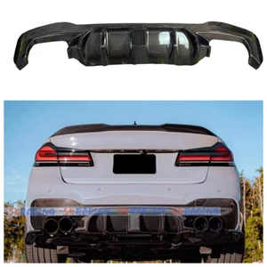 Real Carbon Fiber Rear Bumper Diffuser Lip Kit W/ LED For 2018-2023 BMW F90 M5 - Imagen 1 de 14