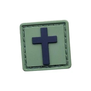 kleines Mini 1x1 Kruzifix Jesus Christus Ranger grün PVC Katze Tastverschluss Patch - Bild 1 von 2