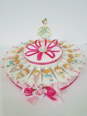TORTA BOMBONIERE BALLERINE MAGNETE BATTESIMO COMUNIONE CRESIMA COMPLEANNO - Immagine 1 di 4