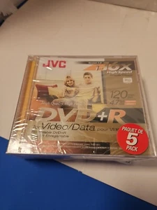 JVC DVD+R 120 Minute 4.7 GB Single Sided Recordable Disc For Video/Data 5-PK BNS - Picture 1 of 4