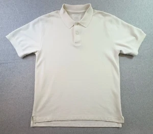 LL BEAN Mens Sz M Reg Ivory Off White Pique POLO SHIRT S/S Top - Picture 1 of 14