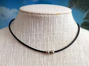BLACK RUBBER CORD NECKLACE 2mm WITH CARABINER CLOSURE FOR PENDANT NECKLACE - Picture 1 of 2