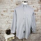 Tommy Hilfiger Men Size 165 34 Blue White Striped Button Down Long Sleeve Shirt