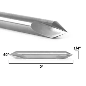 60 Grad Doppelende V Nut Vollhartmetall Fräser Bit 1/4 Zoll Schaft Yonico 14107q - Bild 1 von 1