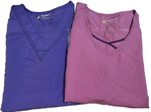 2 NWT Women's Size S WonderWink Four Stretch Scrub Tops - Grape & Violet Purple - Picture 1 of 7