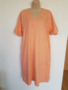 MARIMEKKO UniQlo Orange Striped Oversized TUNIC DRESS S UK 10 Relaxed Fit Pocket - Picture 1 of 21