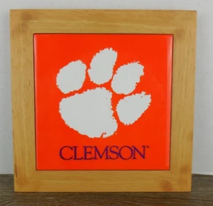 Clemson Tigers Orange with white Tiger Paw Framed Ceramic Tile 6x6 tile 8X8 fram - Picture 1 of 5