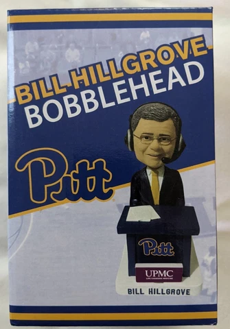 Bill HIllgrove Pitt Panthers Football, Basketball Announcer Bobblehead NIB Cover
