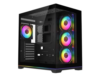 DIYPC ARGB-DC200-BK Black Dual USB3.0 Tempered Glass ATX Gaming Computer Case w/ - Image 1 of 4