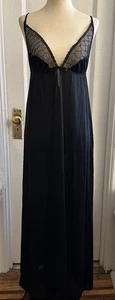 Vintage 60s Flair Maxi Slip Dress Kleid Gr. Large Black Union Label Sheer Mesh V Neck - Bild 1 von 17