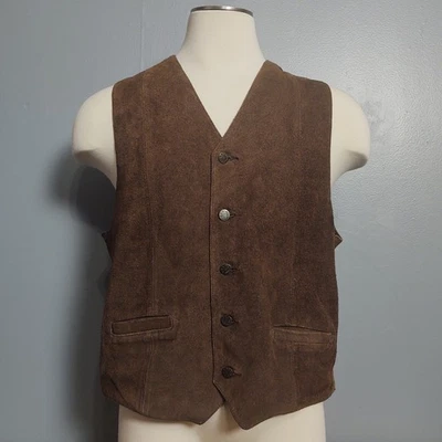 Chaleco De Colección Gamuza Cuero William Barry Cuenca Marrón Vaquero Occidental Para Hombre L  Foto 1 de 4