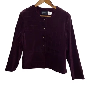 Melissa Harper Petite 12P Plum Velvety Button up blazer - Picture 1 of 4