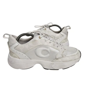 Coach 10B Glacier White C275 Tech Runner Signature Canvas Schnürschuhe Sneaker für Damen - Bild 1 von 15
