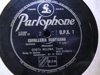 GREEK Caruso 1928 COSTA MILONA Cavalleria O LOLA/ Pearl Fishers PARLOPHONE DPX7 - Image 1 of 2