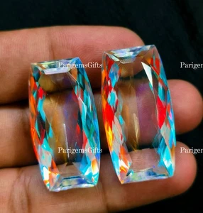 42 TO 45 CT 2 PC Synthetic lab-Created Mystic Opal Fancy Shape Loose Gemstone - Picture 1 of 5