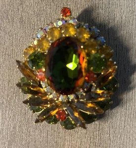 #Vintage Brosche Strass mehrfarbig ODER kann an einer Kette hängen Halskette ~ NEUWERTIG - Bild 1 von 9