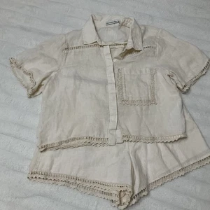 Abercrombie Fitch Shorts & Hemd Set Creme 100% Leinen Größe L - Bild 1 von 8