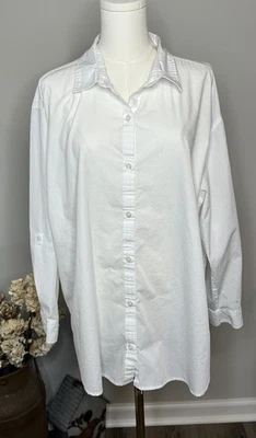 Camisa para mujer Gloria Vanderbilt blanca manga larga abotonada talla XL Foto 1 de 4